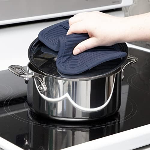 All-Clad Premium Pot Holder & Hot Pad: Heat Resistant to 500 Degrees - 100% Cotton, 10"x6.25" Hot Pad for Kitchen and Barbeque, (2-Pack), Indigo - Image 6
