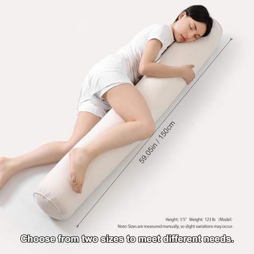Body Pillow for Adults,Long Round Pillow,Big Cylindrical Pillow,Large Full Bolster Pillows for Side Sleepers (Misty White, 59"*7.87") - Image 3