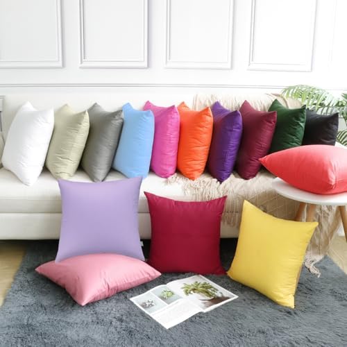 Thmyo 4-Pack 100% Cotton Solid Decorative Throw Pillow Case 16x16inch Beige - Image 4