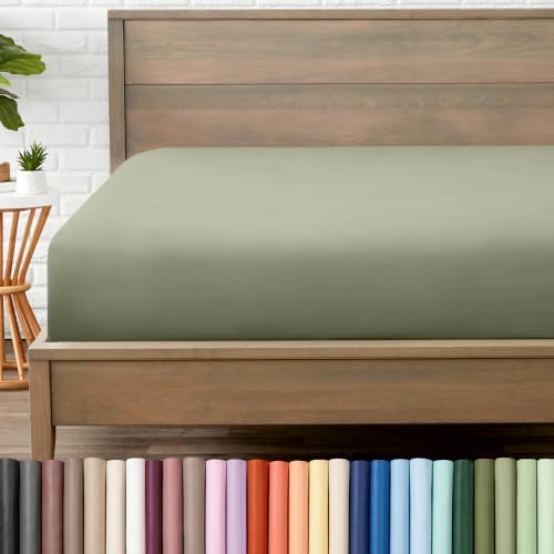 Bare Home Twin XL Fitted Sheet - 1800 Ultra-Soft (Twin XL, Sage) by BareHome