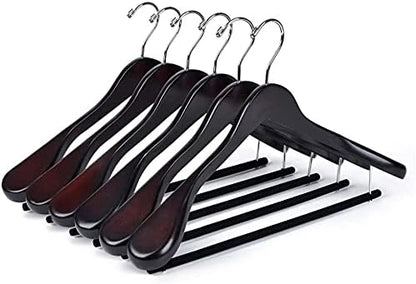 Luxury Wide Shoulder Wooden Hangers 18 Pack, with Velvet Bar, Smooth Mahogany Finish Wood Suit Hanger Coat Hanger for Closet, Holds Upto 20lbs, 360° Swivel Hook, for Jacket, Dress Heavy Clothes Hanger