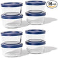16-Piece Glass Food Storage Containers Set (8 Containers + 8 BPA-Free Lids) | 1-Cup, Leakproof | Microwave, Freezer, Oven & Dishwasher Safe | Ideal for Meal Prep & Pantry Organization, Blue
