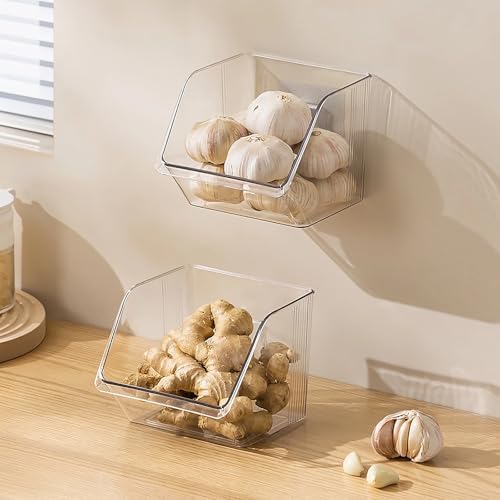 6-Pack Small Clear Storage Baskets, Adhesive Spice Rack Wall Mount for Countertop/Cabinet/Bathroom, Plastic Storage Bins Kitchen Wall Organizer and Storage Shelves, Spice Organizer - Image 6