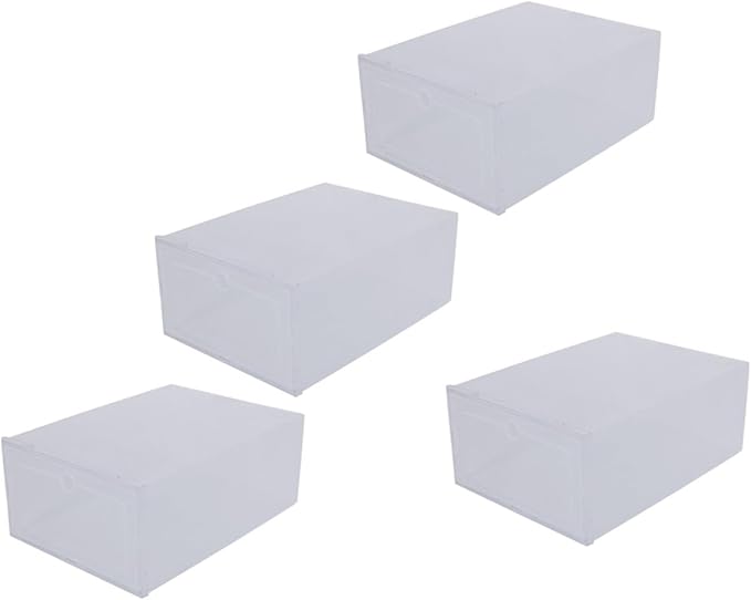 VICASKY Pp Plastic Shoe Storage Boxes, 4pcs Drawer-type Stackable Shoe Containers for Men and Women, Home Closet Organization and Sneaker Storage