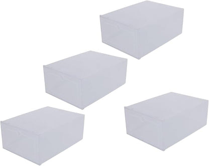 VICASKY Pp Plastic Shoe Storage Boxes, 4pcs Drawer-type Stackable Shoe Containers for Men and Women, Home Closet Organization and Sneaker Storage