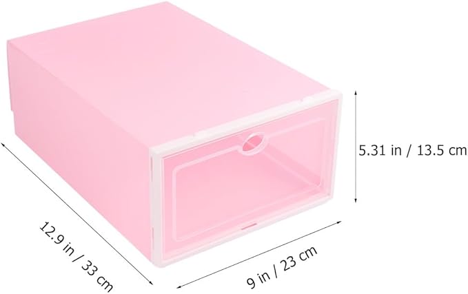 Holibanna 6pcs Thickened Stackable Shoe Boxes with White Frame Pink Plastic Shoe Storage Containers for Men’s Closet Organization