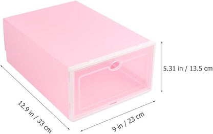 Holibanna 6pcs Thickened Stackable Shoe Boxes with White Frame Pink Plastic Shoe Storage Containers for Men’s Closet Organization