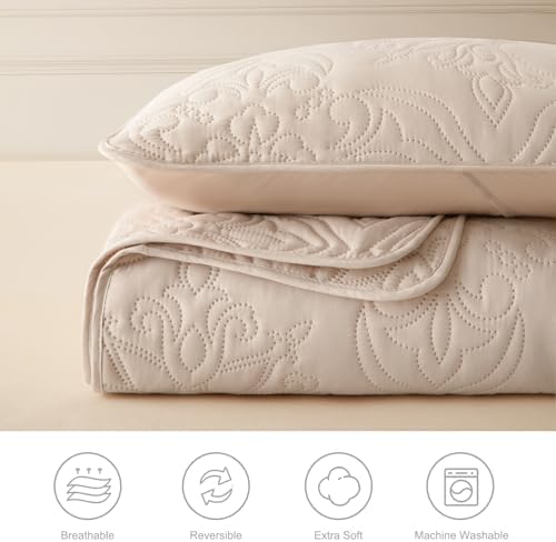 Whale Flotilla King Quilt Bedding Set Vintage Damask Reversible Bedspread - Image 5