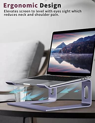 ALASHI Ergonomic Laptop Stand, Aluminum Desk Riser, 10-15.6", Light Purple - Image 5