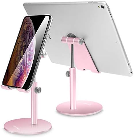 AICase Adjustable Tablet/Phone Stand, Telescopic Adjustable iPad Stand Holder,Universal Multi Angle Aluminum Stand Compatible with Smart Cell Phone/Tablet/iPad(4-13 inch), Rose Gold by AICase