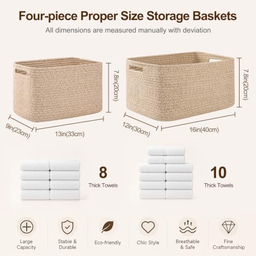 OIAHOMY 4 Pack Storage Baskets for Organizing 15L Cube Storage Bins White - Image 5