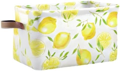 Fresh Lemons Pattern Rectangle Storage Bin, 15 x 11 x 9.5 in, Collapsible Organizer Storage Basket for Home Décor
