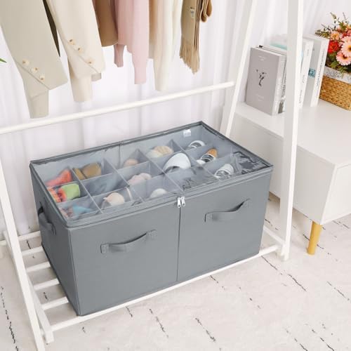 TOPIA HOME Shoe Organizer for Closet, Foldable Shoe Box, Adjustable Divider - Image 4