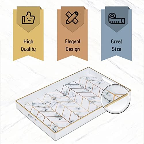 MAONAME White Serving Trays, Plastic Rectangular Serving Tray with Handles - Image 5