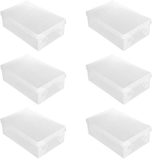 UKCOCO 6pcs Stackable Shoe Storage Boxes 33x20x12cm Plastic Shoe Organizers Flip-top Lid for Home Closet Dustproof