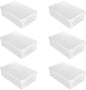 Gadpiparty 6pcs White Plastic Shoe Storage Boxes with Flip-top Lids 33x20x12cm Large Dustproof Shoe Organizers for Home Closet Storage