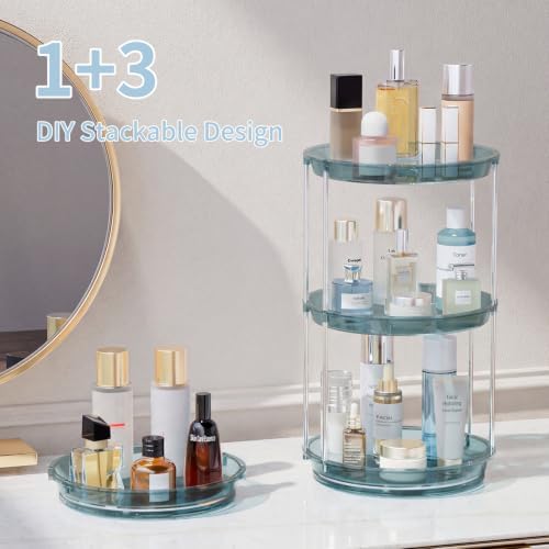 Rotating Makeup Organizer, Perfume Skincare Holder, 2 Tier 9 Inch, Blue - Image 7