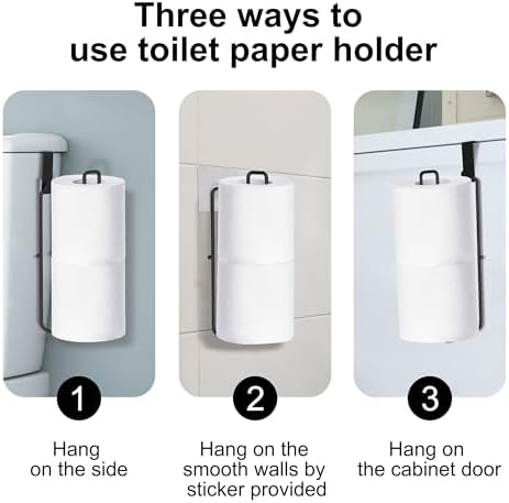 Black Toilet Paper Holder, Bathroom Toilet Paper Roll Holder with Reserve, Over The Tank Toilet Paper Holder with Storage, Bathroom Tissue Holder for 2 Rolls, 1PC - Image 4