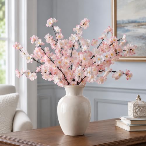 8 Pack Artificial Cherry Blossom Branches - 20 Inch Real Touch Silk Flowers with Bendable Stems for Vase, Wedding, Home Office Decor, Spring Floral, Party & Event Decor (Blush Pink Gradient) - Image 6