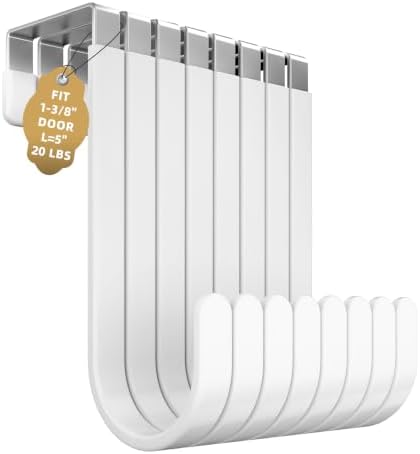 Over the Door Hooks, 8 Pack Heavy Duty Over Door Hanger with Non-Slip Rubber, Door Hooks for Hanging Towels, Coats, Bags, Space Saving Door Hanger Organizer for Living Room,Bathroom, Bedroom by BAKON