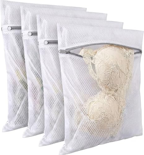 12x16 Small Mesh Laundry Bags for Delicates, 4-Pack – for Lingerie, Bras, Socks & Swimwear – 120GSM Honeycomb Mesh Protects Delicates in Washer & Dryer by Unknown