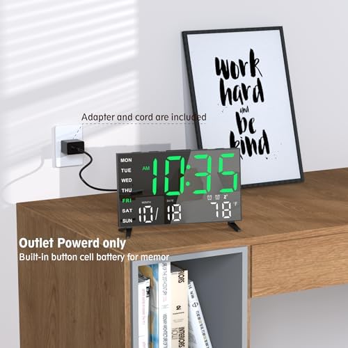 Mirror Digital Loud Alarm Clock with with Date,Indoor Temperature,USB Charging Port,Dimmer,Adjustable Volum,12/24H,Snooze,Dual Alarms (Weekday/Weekend),Perfect for Bedroom and Living Room - Image 4