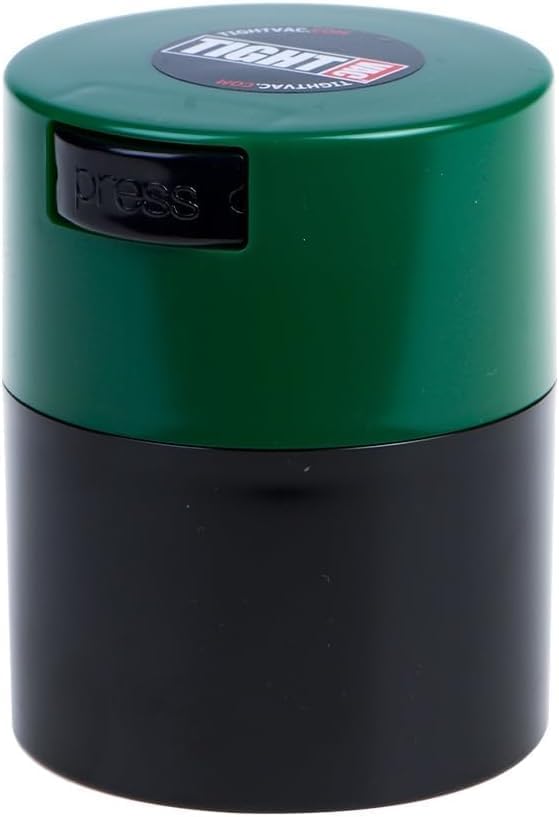 Tightvac - Premium Airtight Herb Storage Container - Holds ½ oz to 3 ounces - Keep Your Herbs and Dry Goods Fresh and Flavorful. Black Green