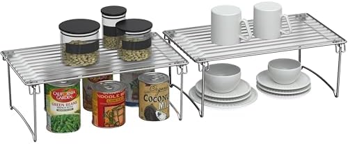 Deco Brothers Stackable Cabinet Shelf Organizer, 2 Pack, Chrome - Image 2
