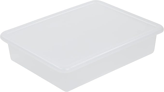 ECR4Kids Letter Size Plastic Tray Organizer with Lids, Small, Storage Bins, Clear, 10-Piece