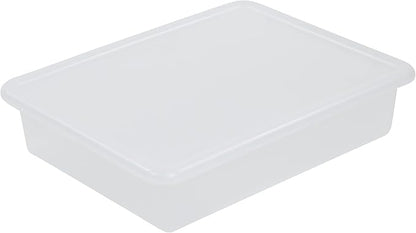 ECR4Kids Letter Size Plastic Tray Organizer with Lids, Small, Storage Bins, Clear, 10-Piece