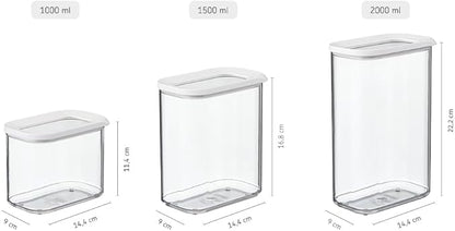 Mepal Modula Transparent Food Storage Container | 34oz/1,000ml | Perfect for Dry Goods | Dishwasher Safe | White Framed Lid | BPA Free | Made in Holland
