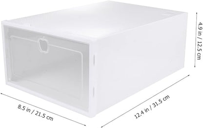 6pcs Stackable Transparent Shoe Organizer Boxes Plastic Storage Bins for Sneakers High Heels Boots PP Material Scratch Resistant Shoe Container for Space Saving