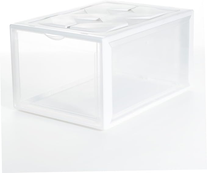 BESPORTBLE Plastic Basketball Shoe Box Storage Container 36X26X20Cm White Shoes Organizer for Home Closet Storage