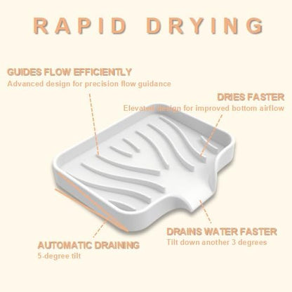 Silicone Soap Dish with Drainer | Quick-Dry Holder for Sponge, Dispenser, Scrubber, Bottle and Cup | for Kitchen, Shower and Bathroom (White, Small, 2-Pack)