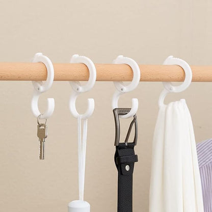 Space Saving Rotated Hanger Hooks Wardrobe Clothes Rack Hanger Organizer Bag Hanger Shoes Belt Scarf Hanging Rack Closet Hanger (White)