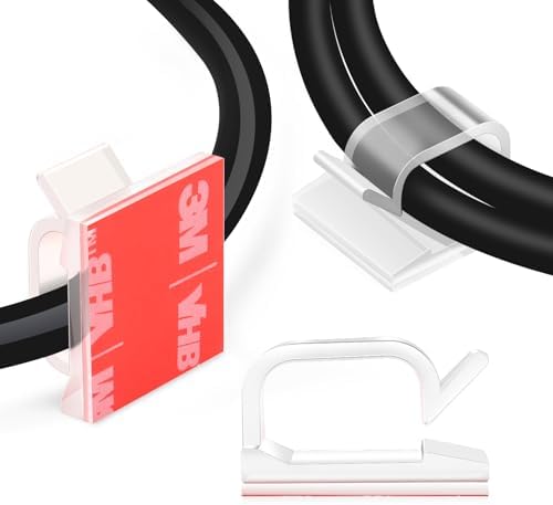 XHF 60PCS 3/4” Clear Adhesive Cable Wire Wall Light Clips, Cord Holder by XHF