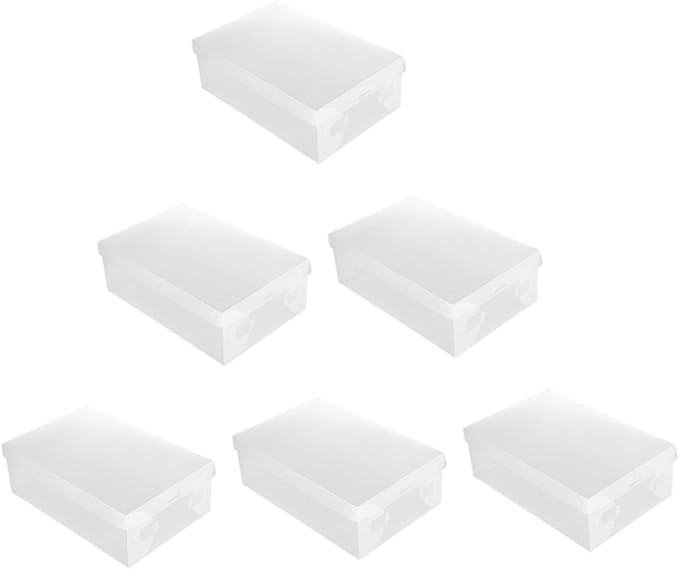 Sosoport 6pcs Plastic Shoe Boxes Lid Storage Case for Home Entryway Dustproof Shoe Organizer Small Item Storage Bins Space Saving Tidy Design