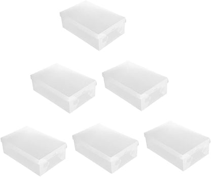 Sosoport 6pcs Plastic Shoe Boxes Lid Storage Case for Home Entryway Dustproof Shoe Organizer Small Item Storage Bins Space Saving Tidy Design