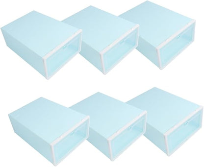 6pcs Shoe Organizer Space Saver Thicken Shoe Boxes Storage Bin Lids for Closet and Entryway