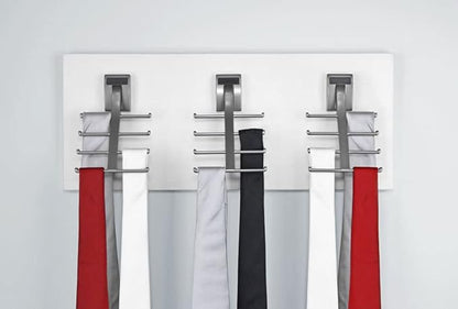 TAG Hardware Premium Space Saving Eight Tie Storage Hook Cleat Mount Organizer Rack for Home and Business (Slate)