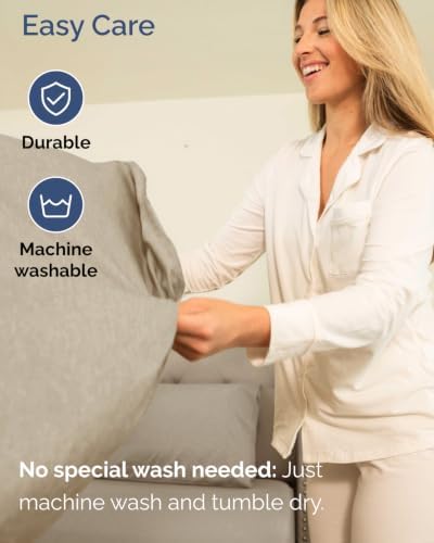 CGK Linens 2 Pack Extra Deep King Fitted Sheets - Heathered Beige - Image 6
