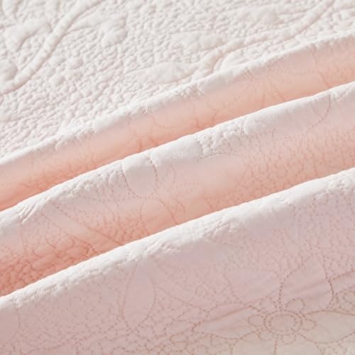 Brandream Standard Size Quilted Pillow Shams Cotton Set of 2 Light Pink Farmhouse Scallop Edge Decorative Pillow Covers - Image 5