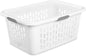 Large Plastic Laundry Basket, Clothes Hamper, Rectangle Bin with Grip Handles, for Home, Dorm, and Apartments, White, 2 Bushel Capacity