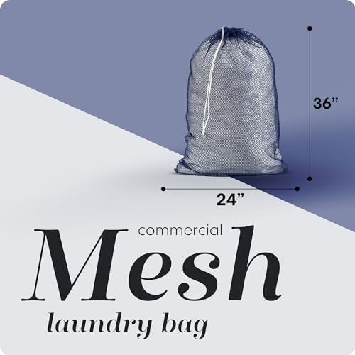 Handy Laundry Mesh XL Laundry Bag 24"x36", Heavy Duty Drawstring, Navy Blue - Image 2