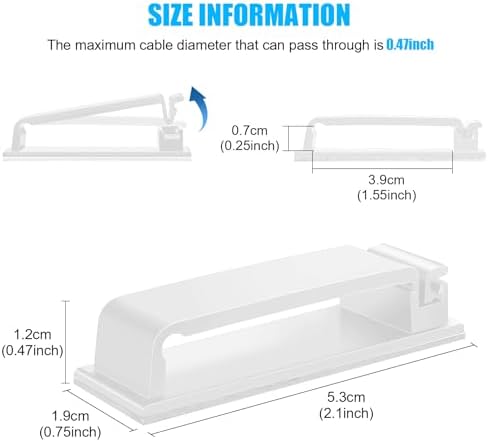 XHF 50 PCS Self Adhesive Cable Clips(L) White,Wire Clips Cable Management Wire Organizer Cord Holder for Under Desk, Car, Wall, TV PC Ethernet Cable - Image 2