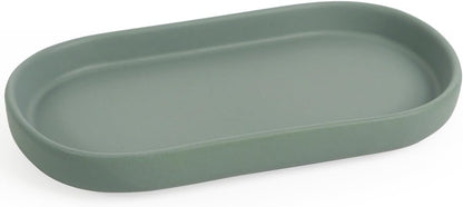INGOFIN 7" Ceramic Bathroom Vanity Tray- Bathroom Organizer Countertop Tray for Perfume, Jewelry, Candles, Small Kitchen Counter Soap Tray, Decorative for Bathroom Vanity, Toilet Tank, Green