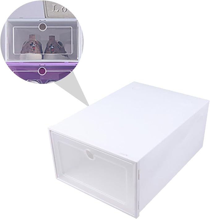Lurrose 6pcs Stackable Shoes Organizer Boxes 33x24x14cm Plastic Dustproof Drawer Shoe Storage Container for Men Space-saving Closet Storage