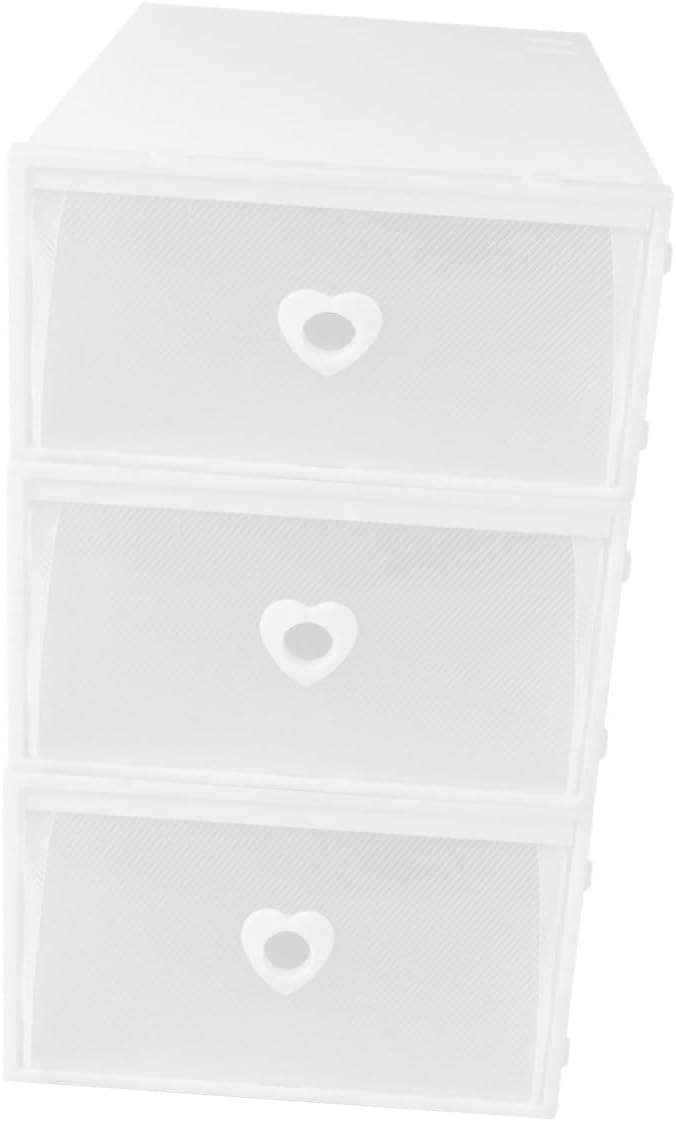 3pcs Drawer-style Shoe Storage Boxes, 31x20x12cm White Pp Plastic Dustproof and Moisture-resistant Organizer for Women’s Loafers and Sneakers