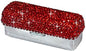 Lipstick Bling Rhinestone Crystal Case Storage Organizer Box with Mirror for Women's Lipstick Holder-Cosmetic Storage Kit (Red)