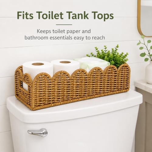 Scalloped Toilet Paper Basket for Toilet Tank, Water-Resistant,2PK - Image 2